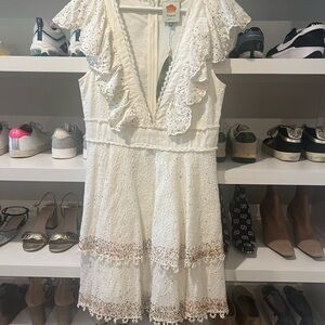 White Lace Ruffle Dress